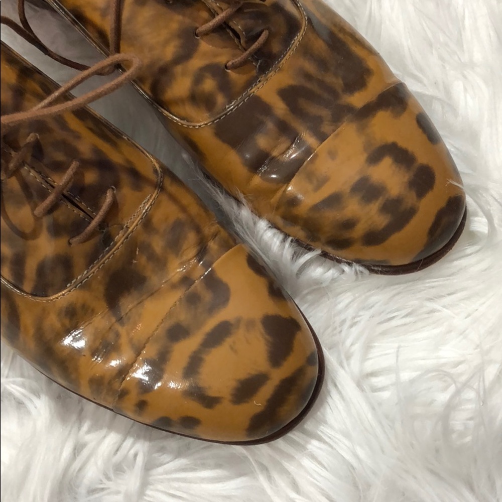 J. Crew Eddie Patent Leather Leopard Oxfords - Picture 3 of 11